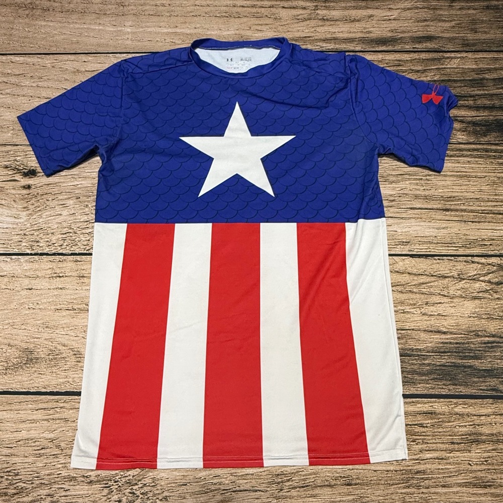 Under Armour Captain America Shirt Mens XL Blue Alter Ego Compression 1246520